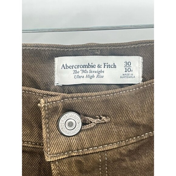 Abercrombie & Fitch The 90s Straight Ultra High Rise Jeans Brown Sz 30 NWT - Picture 3 of 6